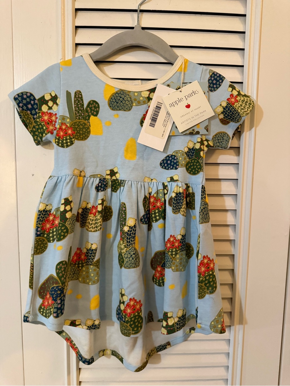 Apple Park Blue Cactus Print Kids Dress